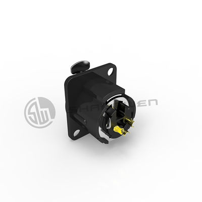 Outdoor D-Size Flange 3 Pin Xlr Connector 3PIN Female Socket for IP65 Black Outdoor Connector for D Mounting 3PIN XlR Connector