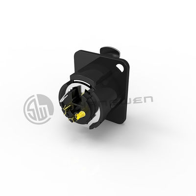 Outdoor D-Size Flange 3 Pin Xlr Connector 3PIN Female Socket for IP65 Black Outdoor Connector for D Mounting 3PIN XlR Connector