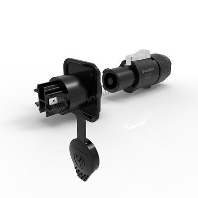 Black IP65 Female Powercon Connector 3 Pin LED Outdoor Use 250V/20A Chassis Connector