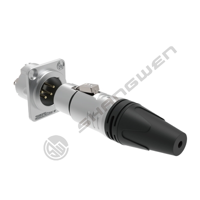 4-Pole XLR 4P Female Connector Indoor Audio IP40 Protection Silver-Plated Contacts Nickel-Plated Shell Rated Current 7.5a