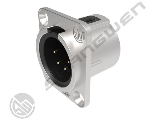 IP40 Indoor 4Pin  XLR Male Plug Male Socket Connector Panel Mount Zinc Alloy Shell Copper Contacts Silver  Black Housing