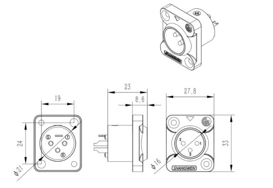 High Quality Black Outdoor Waterproof Ip65 Male Socket Audio XLR Connector 3 Pin