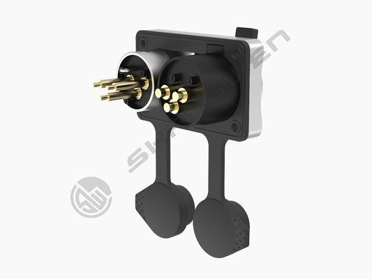 Outdoor 2-XLR 3-Pin Female  Metal Silver XLR 3 Pole Male Socket Connector XLR 3 Pole Female and Male Combination 2 In1 IP65