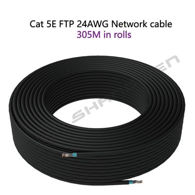 Black Bare Copper Cat5E 24AWG Soft Network Cable Ethernet CE UL Multiple Copper Twist 24AWG 305M FTP Networking Cable