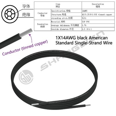 Power Cord 14AWG UL 105℃ Stranded Conductor Wire 600V VW-1 PVC Wire 14AWG PVC Electronic Cable Tinned Copper Stranded Wiring