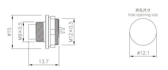 M9 Male Front Mount Socket(Solder)  IP67 2\3\4\5\6\7\8 Pin Industrial Connector