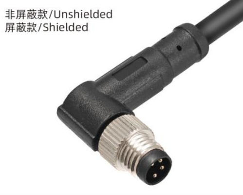 防水 IP67 M8 アングル 男性プラグ オーバーモールド 3 - 8A 屋外用