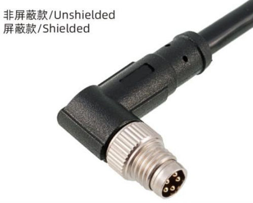 3-8A IP67 防水 M8 アングル 男性プラグ 外部装置のための金属インターフェース
