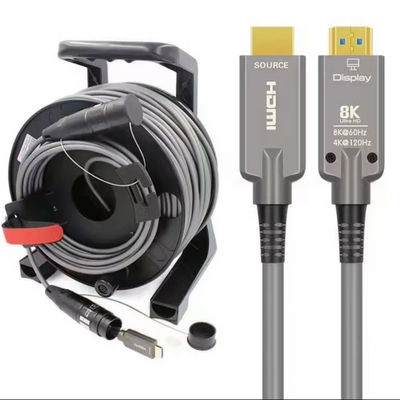 装甲型光ファイバーHDMI2.1 HDケーブル ドラム 8K 120Hz TPUカバーケーブル オーディオ ビデオ テレビ 保護 シェル ケーブル リール