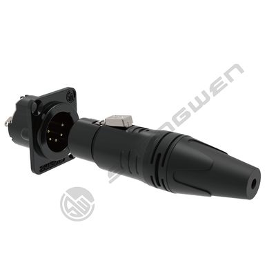 D-Type Black  Shape 5 Pin XLR Male Audio Socket Indoor Microphone Audio Jack Adapter Pack 5 Metal Panel Mount